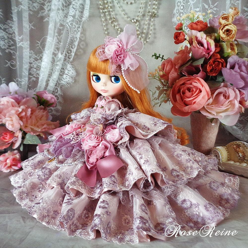 XmasSale アンネローゼ王妃クラシカルモーブピンクの豪華フリルドールドレス