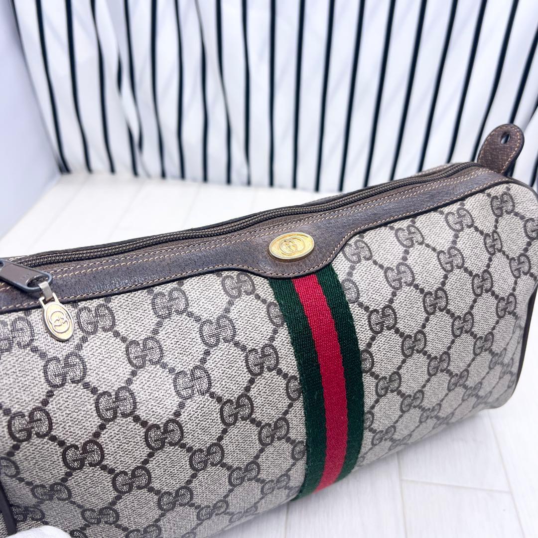 【美品】GUCCI×オールドグッチ斜めがけPVCシェリーラインショルダーバッグ