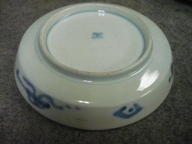 伊万里焼色絵丸文に鶴図4寸手塩皿 7枚 [B31602]