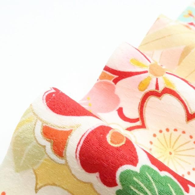 Y2761◇美品 正絹 毬 桜 成人式 振袖 着物