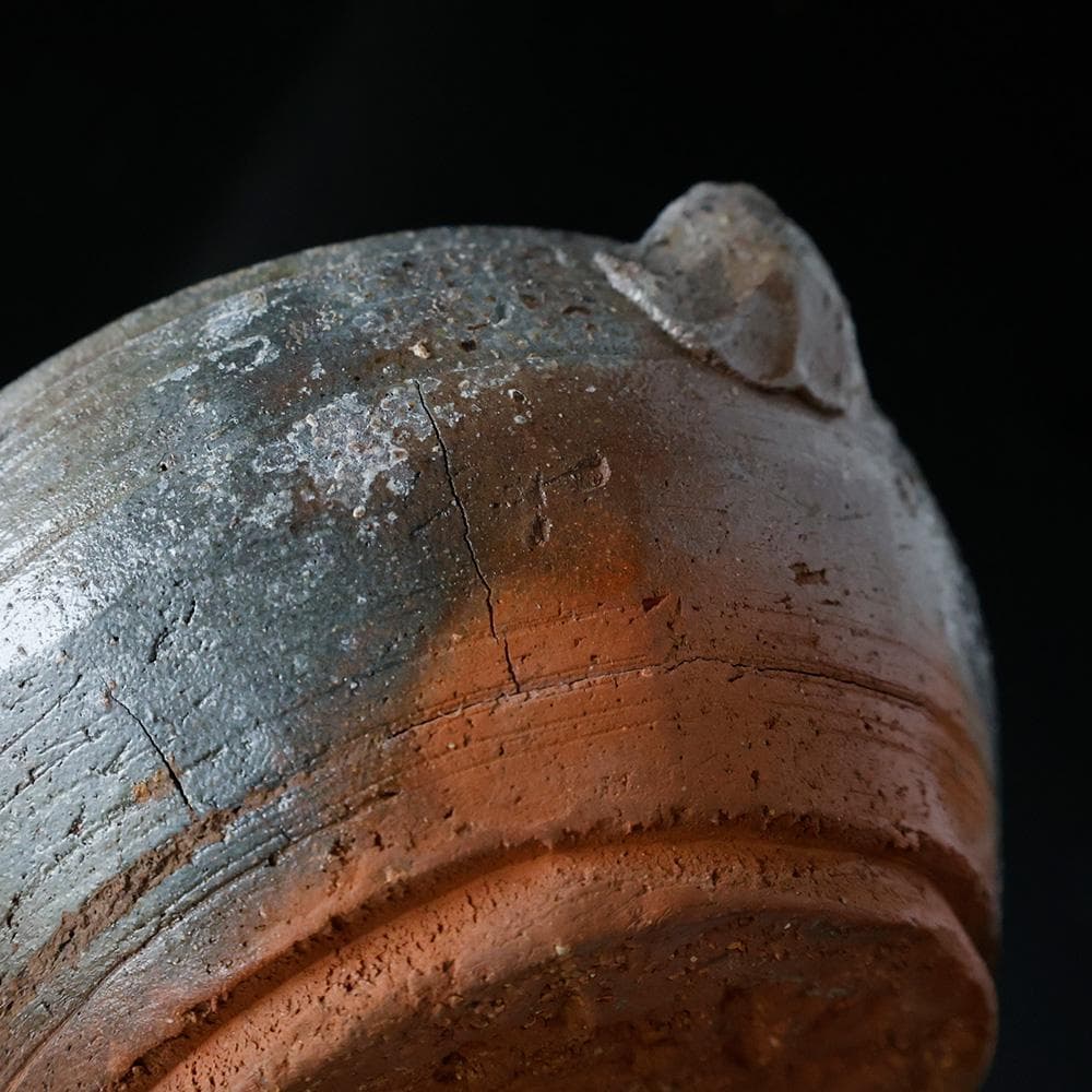 平安〜鎌倉期 須恵器 耳付 小鍋 中世古陶／火色／煮炊き土器／考古資料