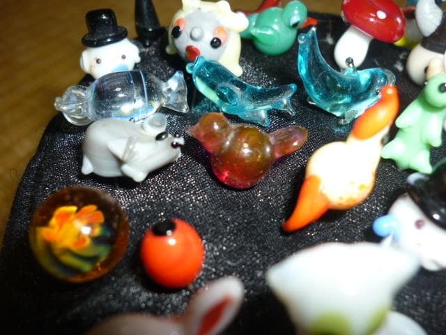 希少美品1950年代スウェーデン製◆ガラス細工 キャラクター他付 まち針 43本