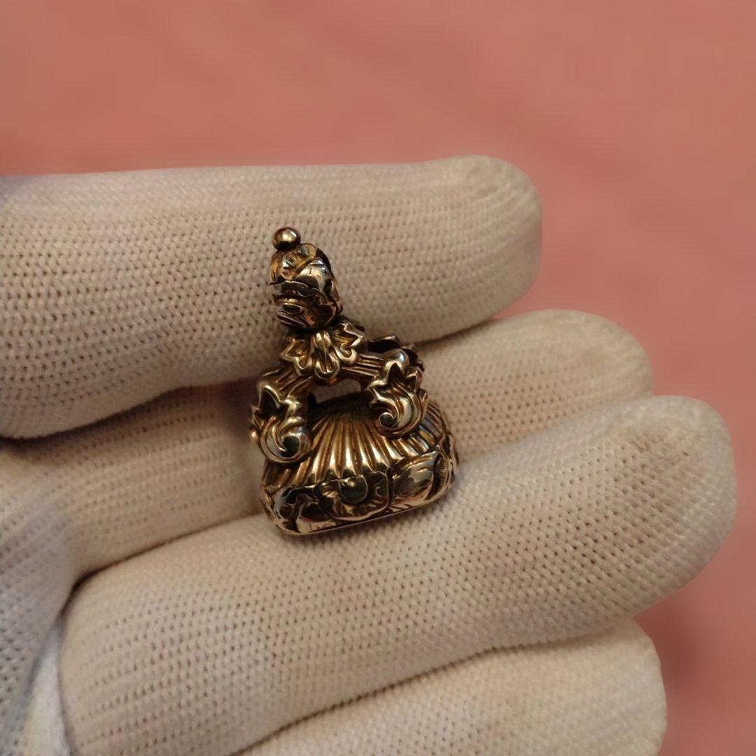 週末特価　イギリス　インタリオ　シール シトリン　金張り　ライオン紋章