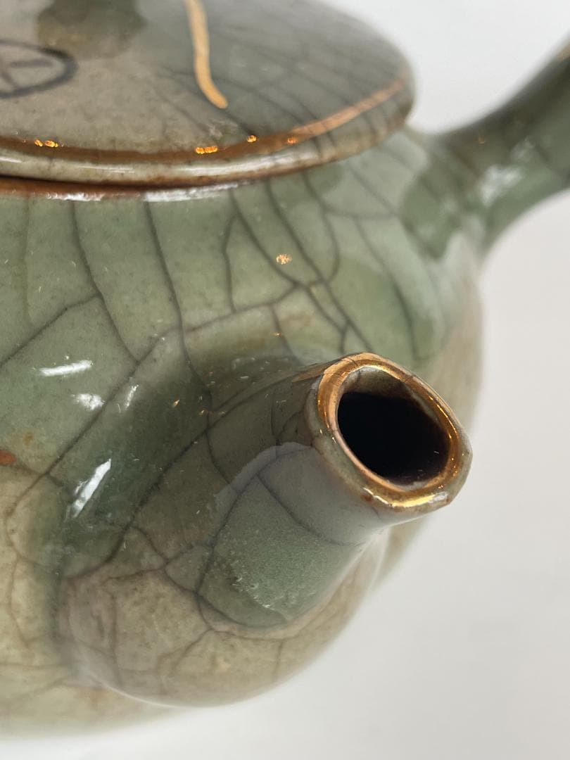 希少 骨董 時代物 大堀 相馬焼 急須 湯のみ 湯呑 湯飲 5客揃 金彩 美品