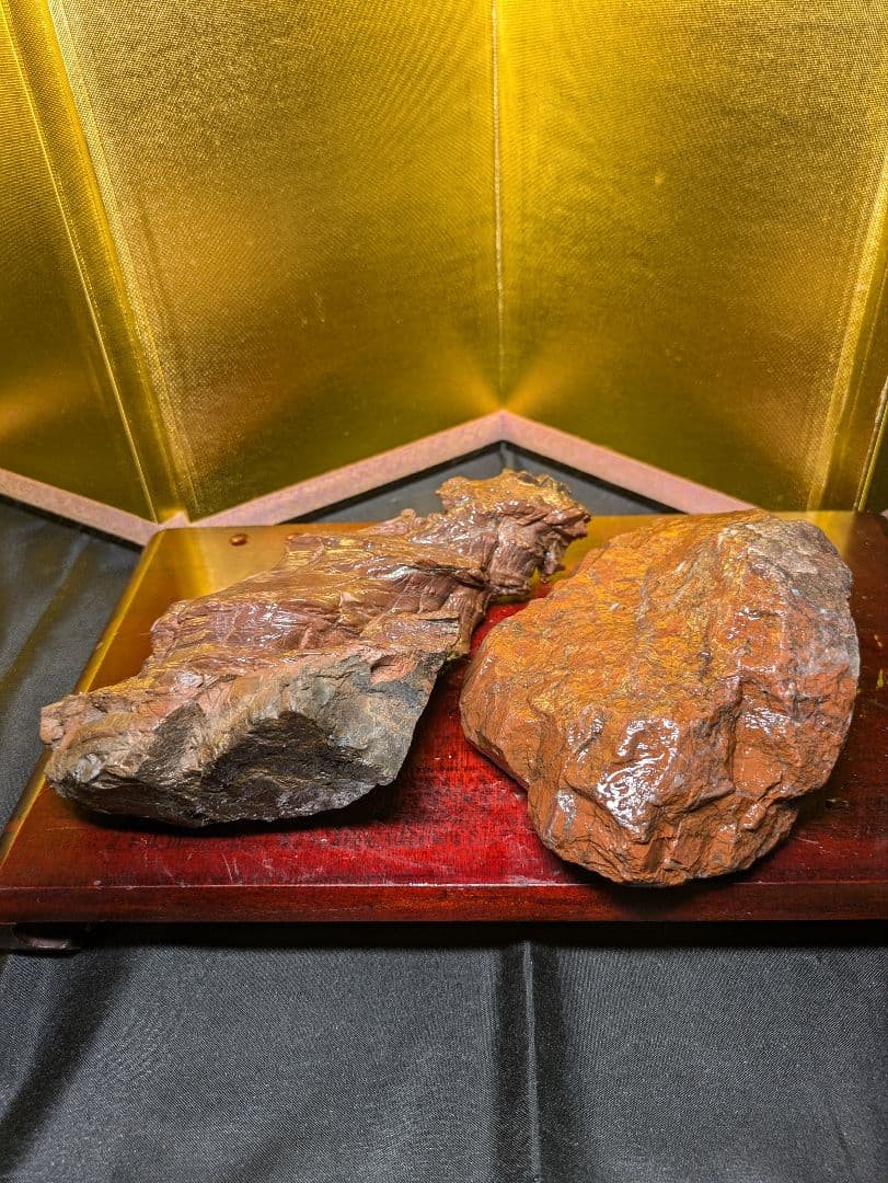 赤石 原石2個セット 計約1.56kg 天然石 未加工 鑑賞用 水石 自然石