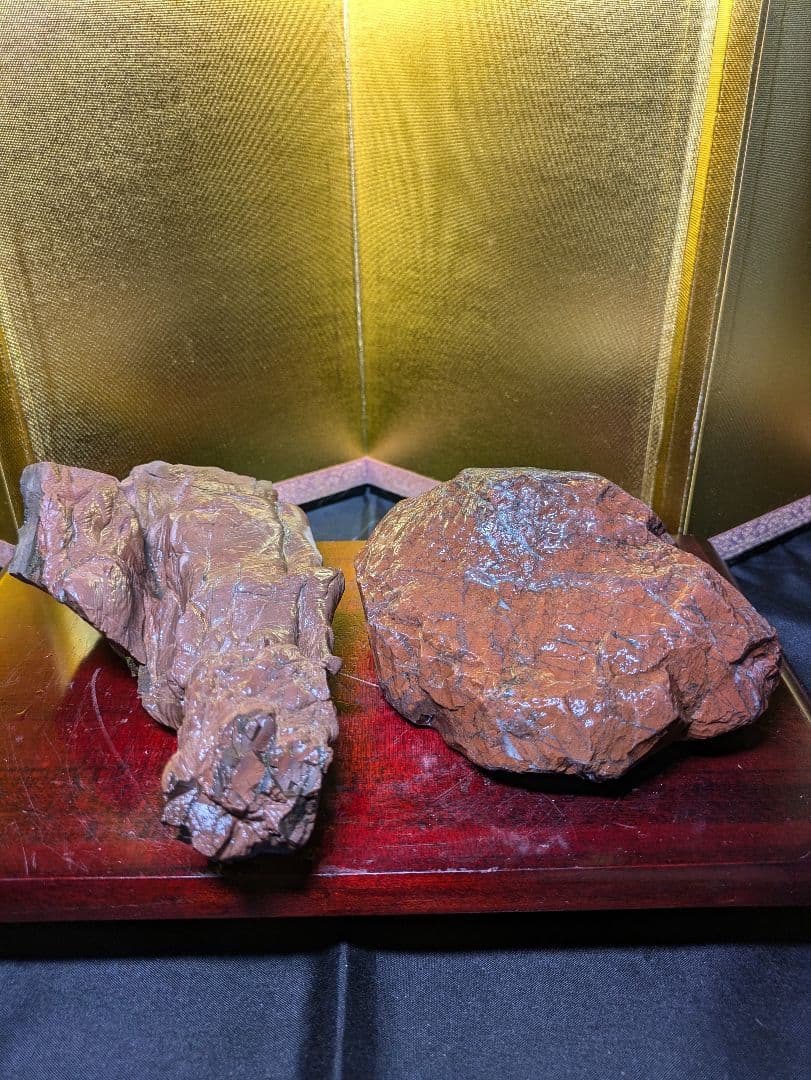 赤石 原石2個セット 計約1.56kg 天然石 未加工 鑑賞用 水石 自然石