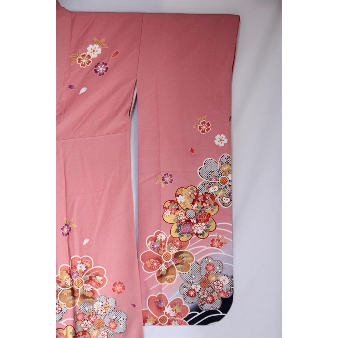 成人式振袖4点セット＋オマケピンク桃色振袖帯揚げ帯締め重ね衿PM27