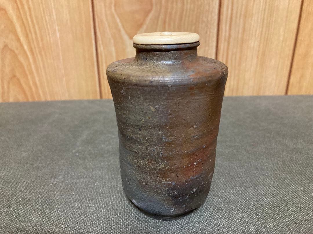 木村長十郎 友敬作 備前肩衝茶入 茶道具 (検索 古備前