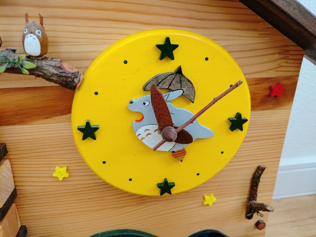 【希少品】ジブリ となりのトトロ 万年カレンダー付き 置時計 掛け時計 木製