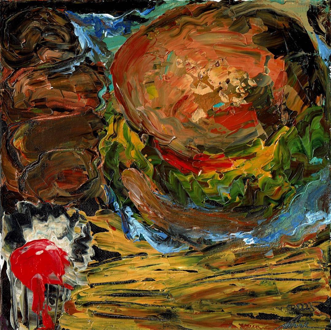 油彩『Burger Set』