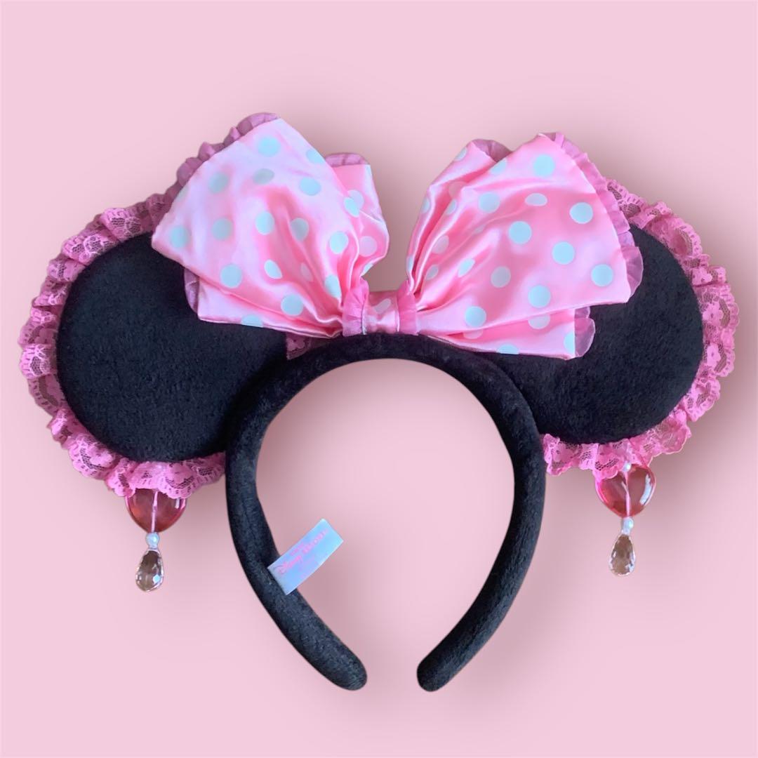 【レア！】ディズニー・ミニーカチューシャ・ピンク　フリル・イヤリング・