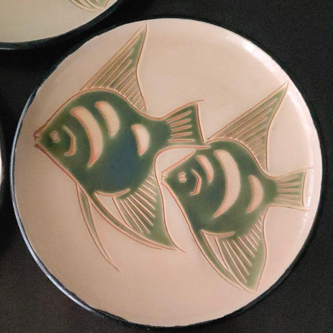 織部　大皿 ３枚組　31cm