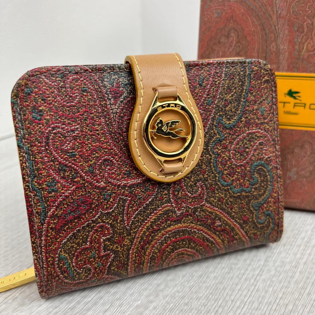 美品✨ ETRO エトロ 折り財布 ペイズリー ペガソ PVC レザー