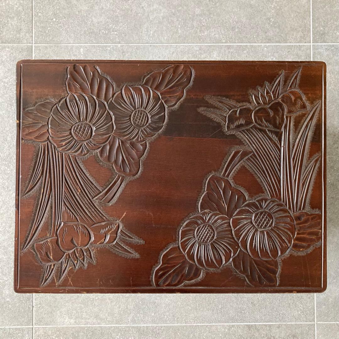 伝統工芸 日光彫り サイドテーブル 花台 飾り台 和家具 軽井沢彫 ヴィンテージ