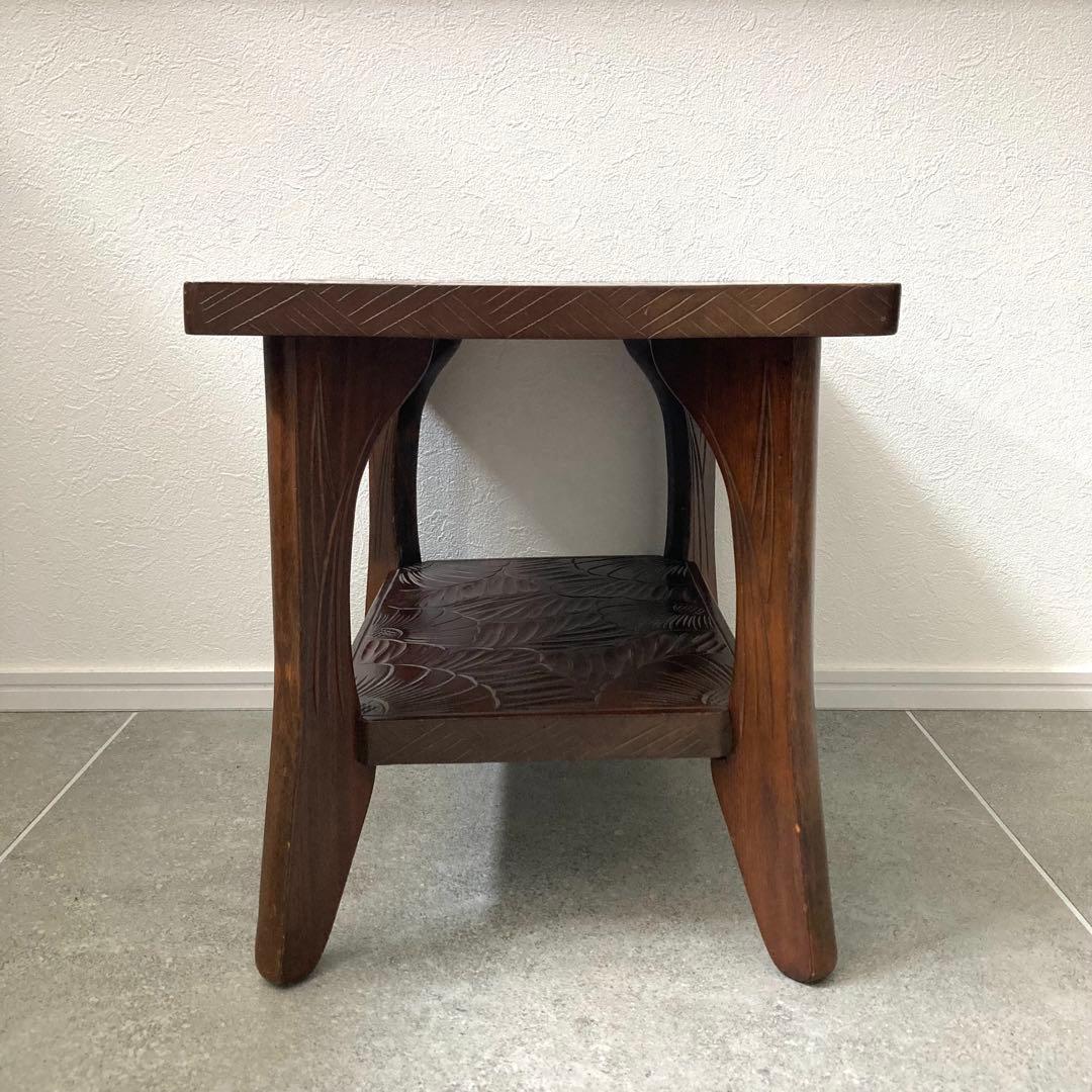 伝統工芸 日光彫り サイドテーブル 花台 飾り台 和家具 軽井沢彫 ヴィンテージ