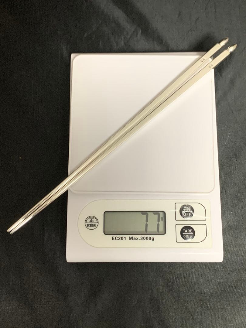 銀製 silver 南鐐金珠頭 火箸 浄富造 長さ22.6cm 重さ77g