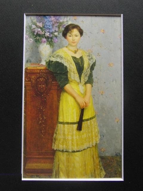 中山忠彦、花と女、希少な画集より、新品高級額・額装付、状態良好