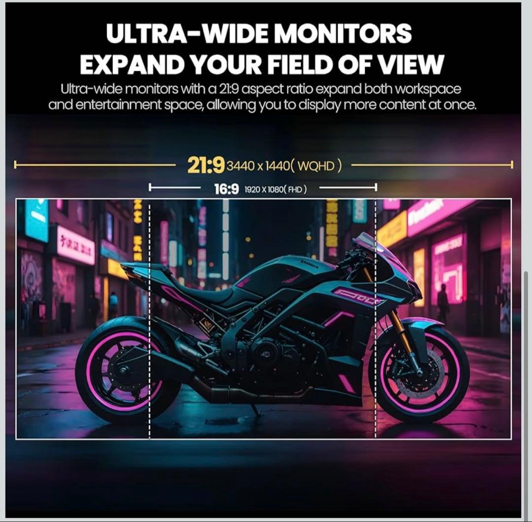 H*U様 CRUA 34インチ WQHD ゲーミン モニター 湾曲