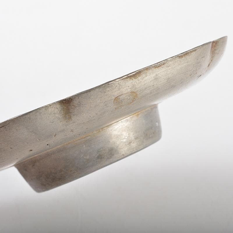 中国　古錫　漢詩花文　茶托　四客　M　R5166