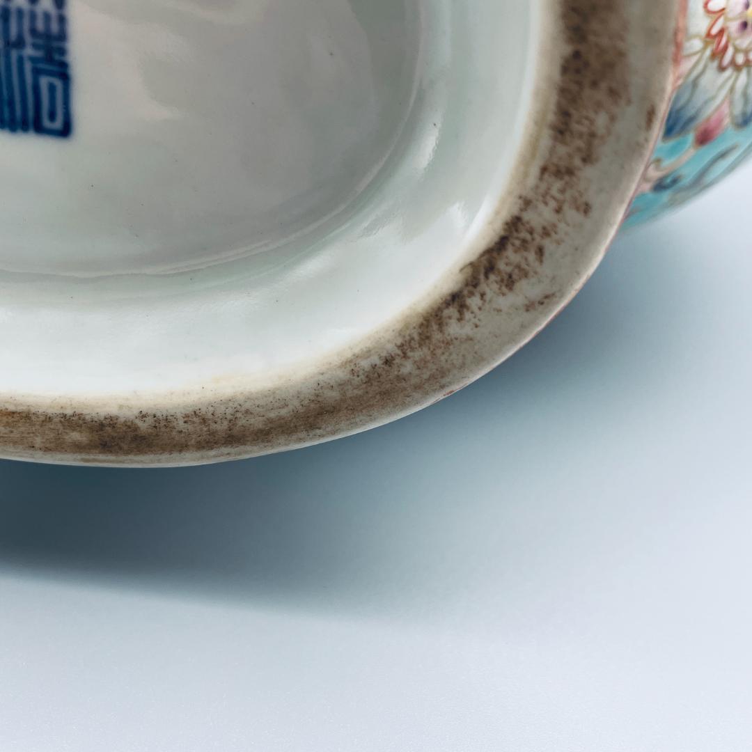 【清】陶磁器 神獣紋 大清乾隆年製 粉彩双耳花瓶 中国美術 41cm 古杉箱入