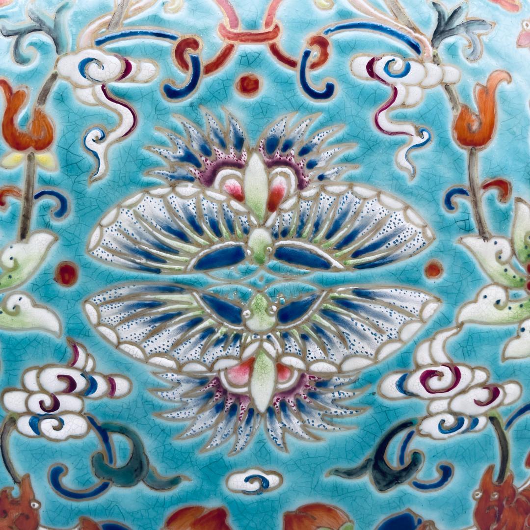 【清】陶磁器 神獣紋 大清乾隆年製 粉彩双耳花瓶 中国美術 41cm 古杉箱入