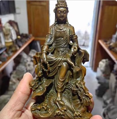 仏教美術 中国 仏像 自在観音 坐龍仏珠観音 銅製 銅器