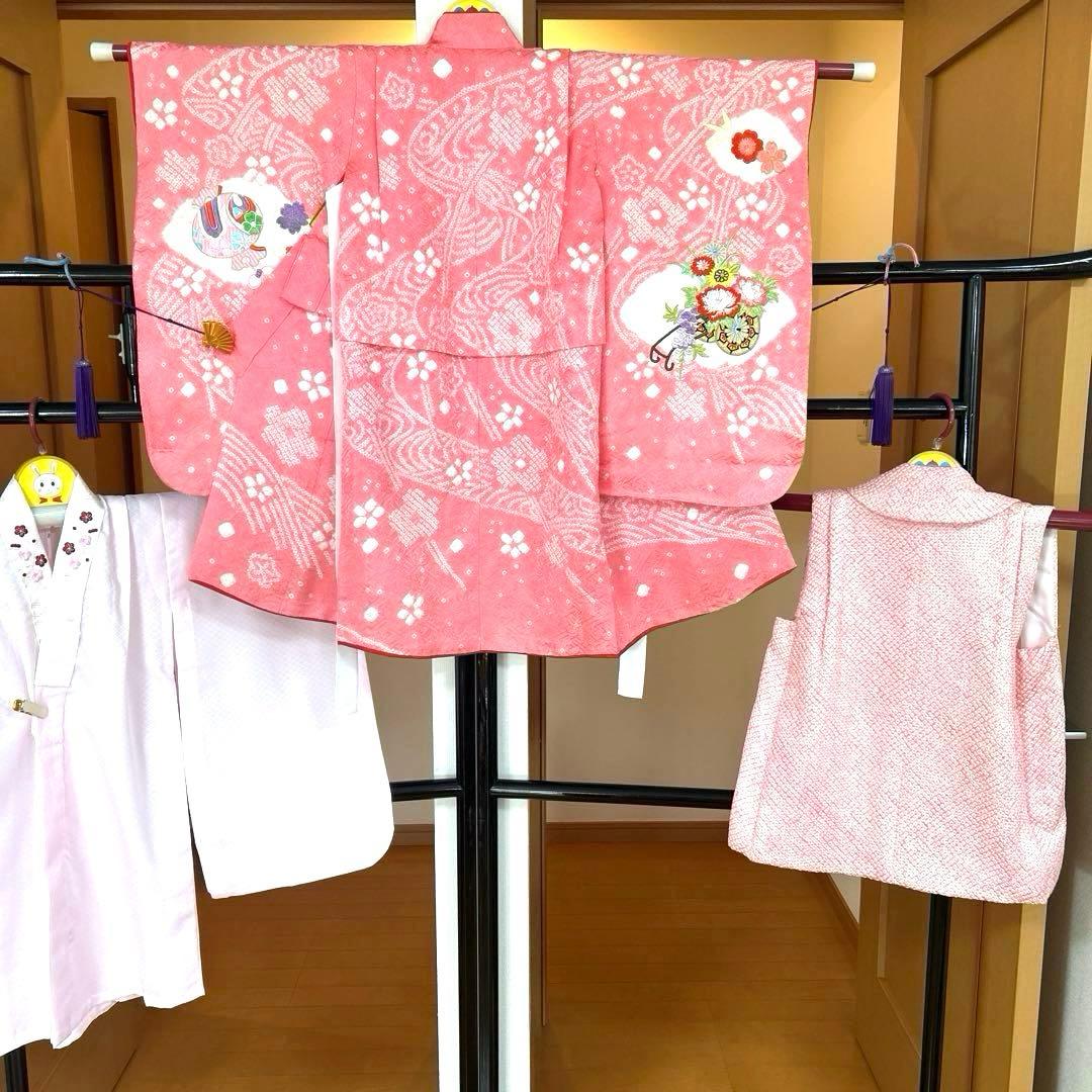 No.3 七五三　　3歳　　　正絹被布セット　　　絞り　　訳あり