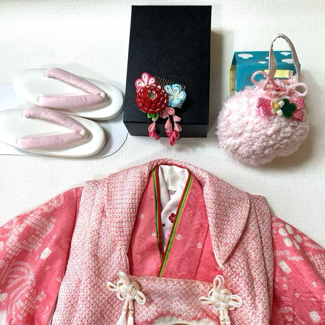 No.3 七五三　　3歳　　　正絹被布セット　　　絞り　　訳あり