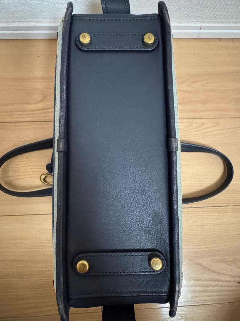 デニム花柄刺繍ハンドバッグ 中型