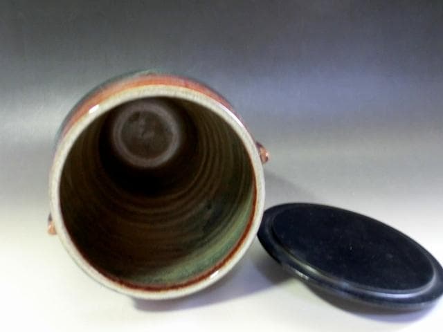 水指■朝鮮唐草 細水指「香舟作」お茶道具 水さし 耳付き 漆器蓋 時代物 骨董■