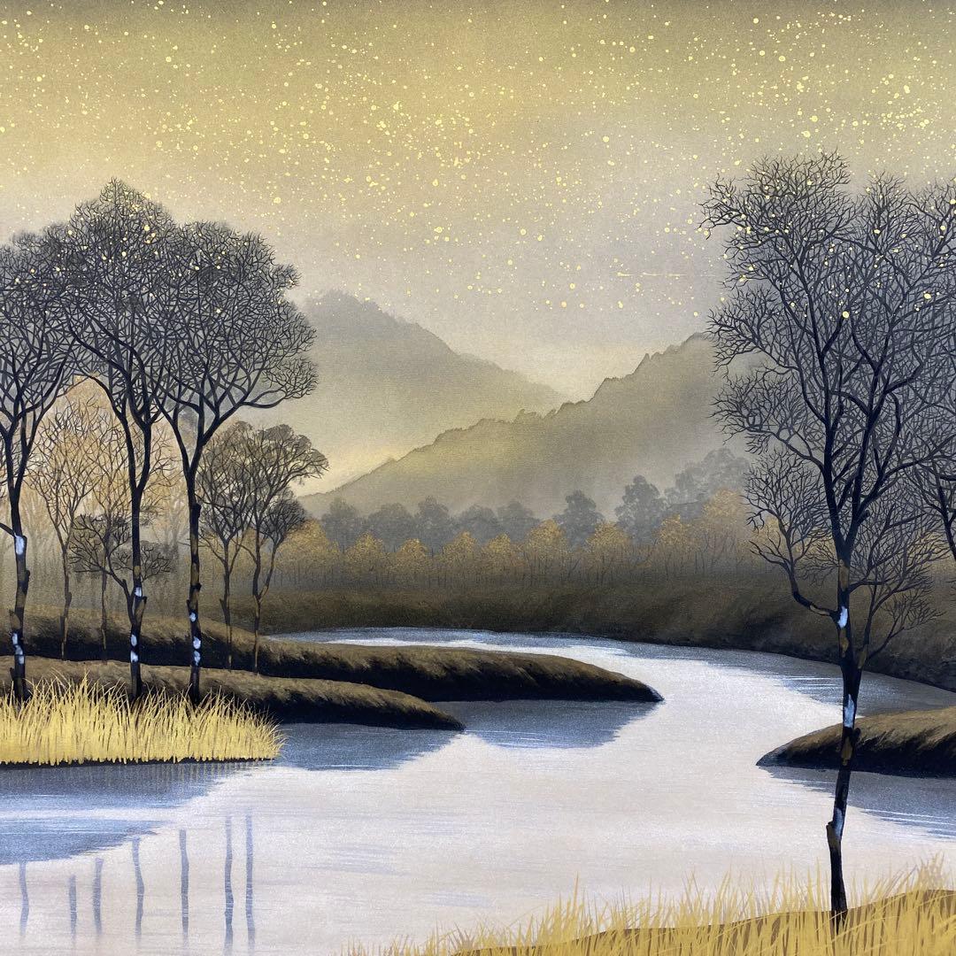 美品 掛け軸 小野守鳳作 大幅 金地 赤富士図 共箱 縁起物 おもてなし