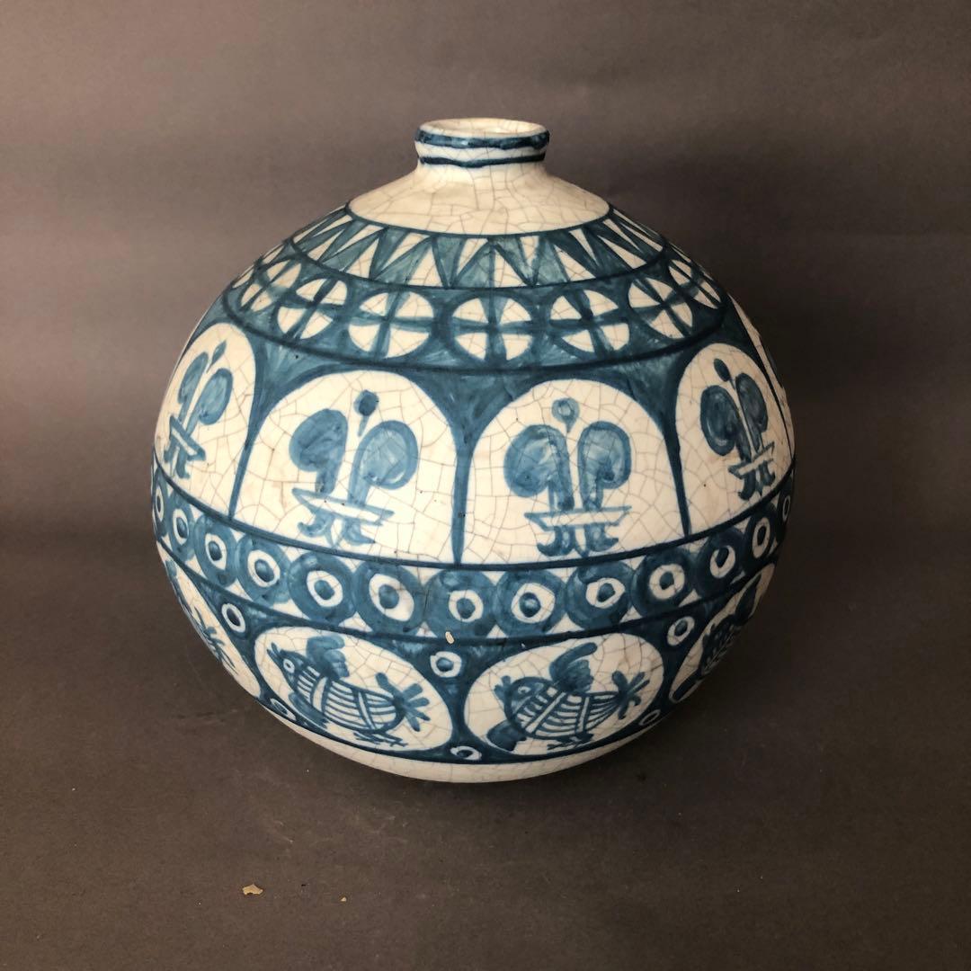 スペイン陶器　バレンシア・ベンリョック　手書きの壺