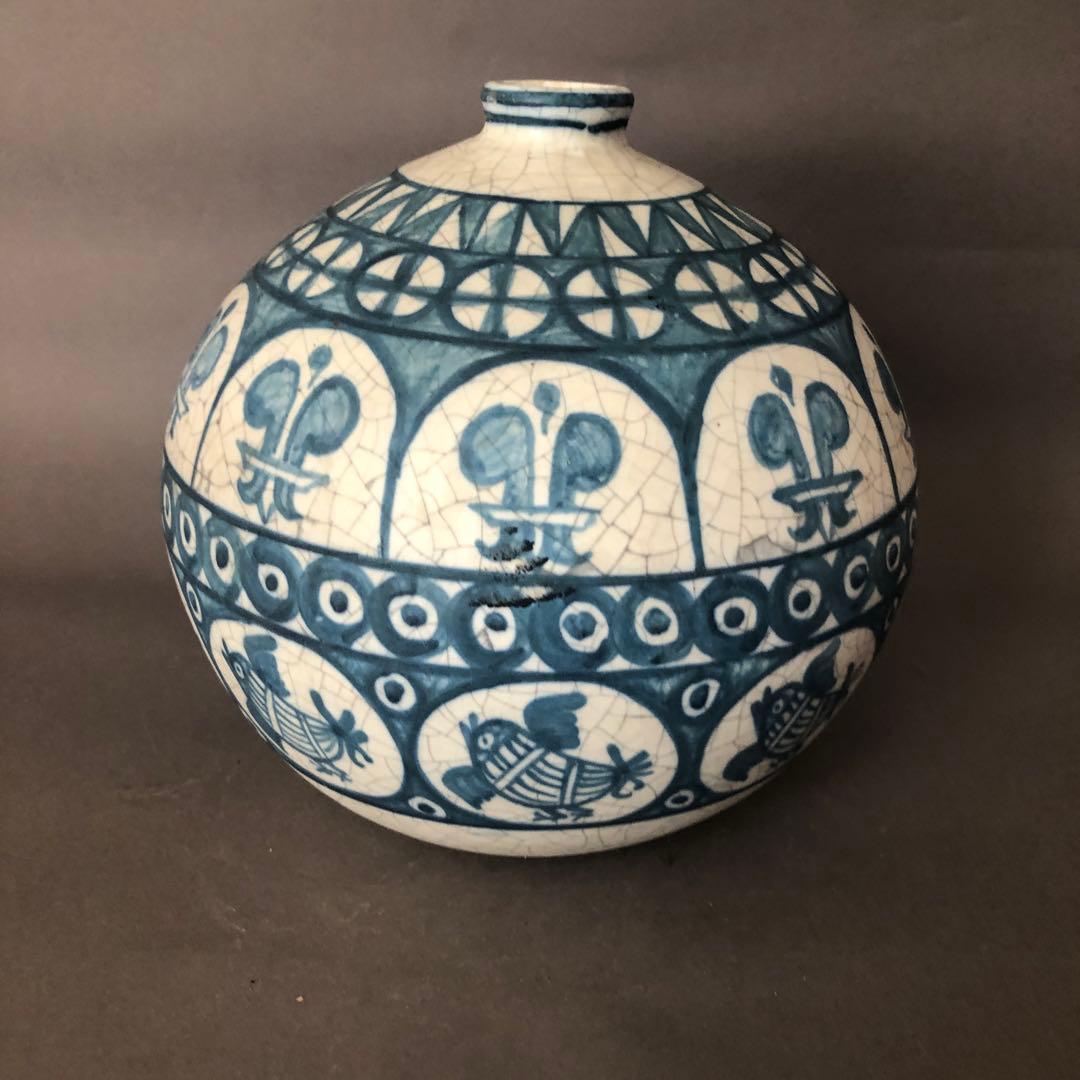 スペイン陶器　バレンシア・ベンリョック　手書きの壺