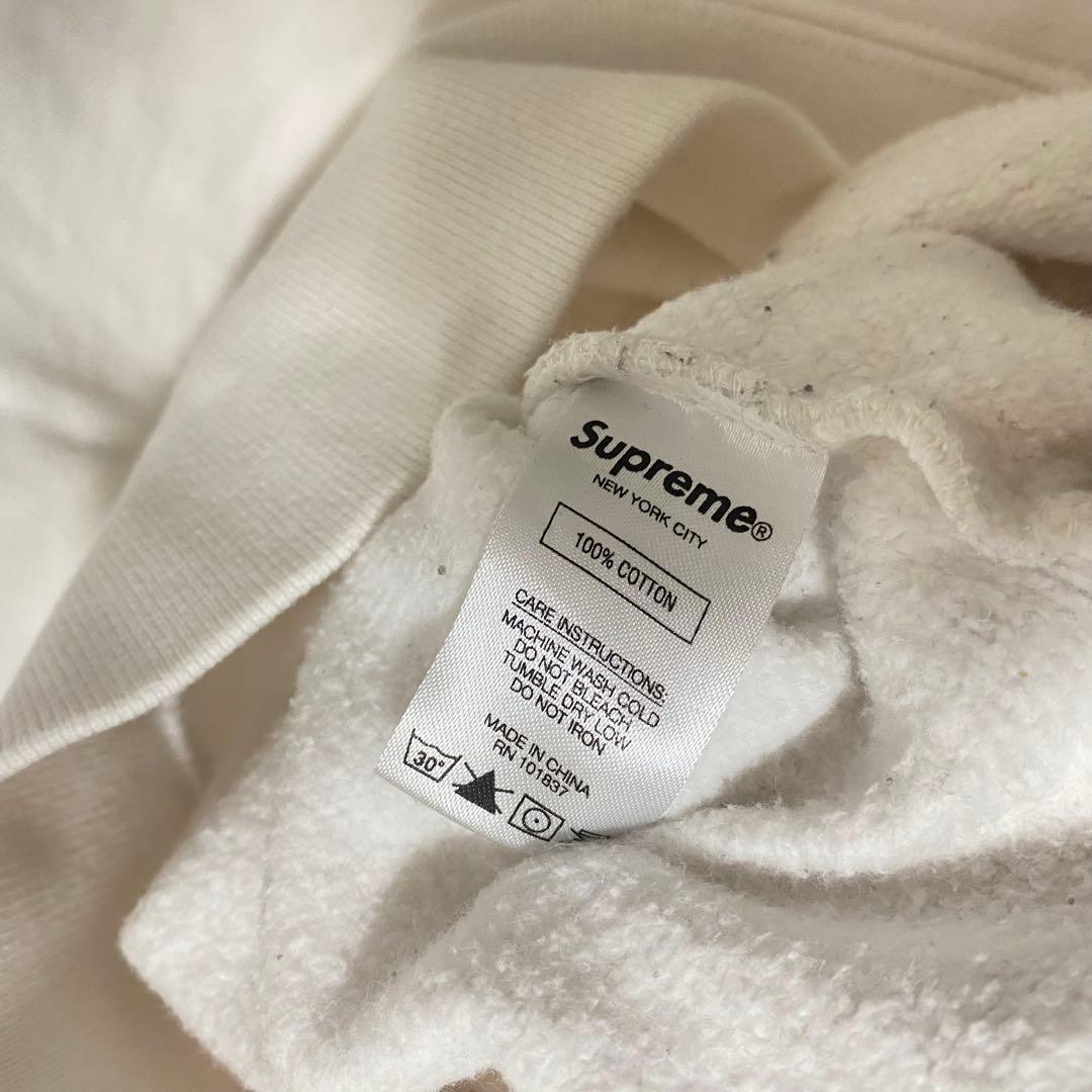 Supreme 赤ロゴ プルオーバーパーカー M ホワイト バーロゴ