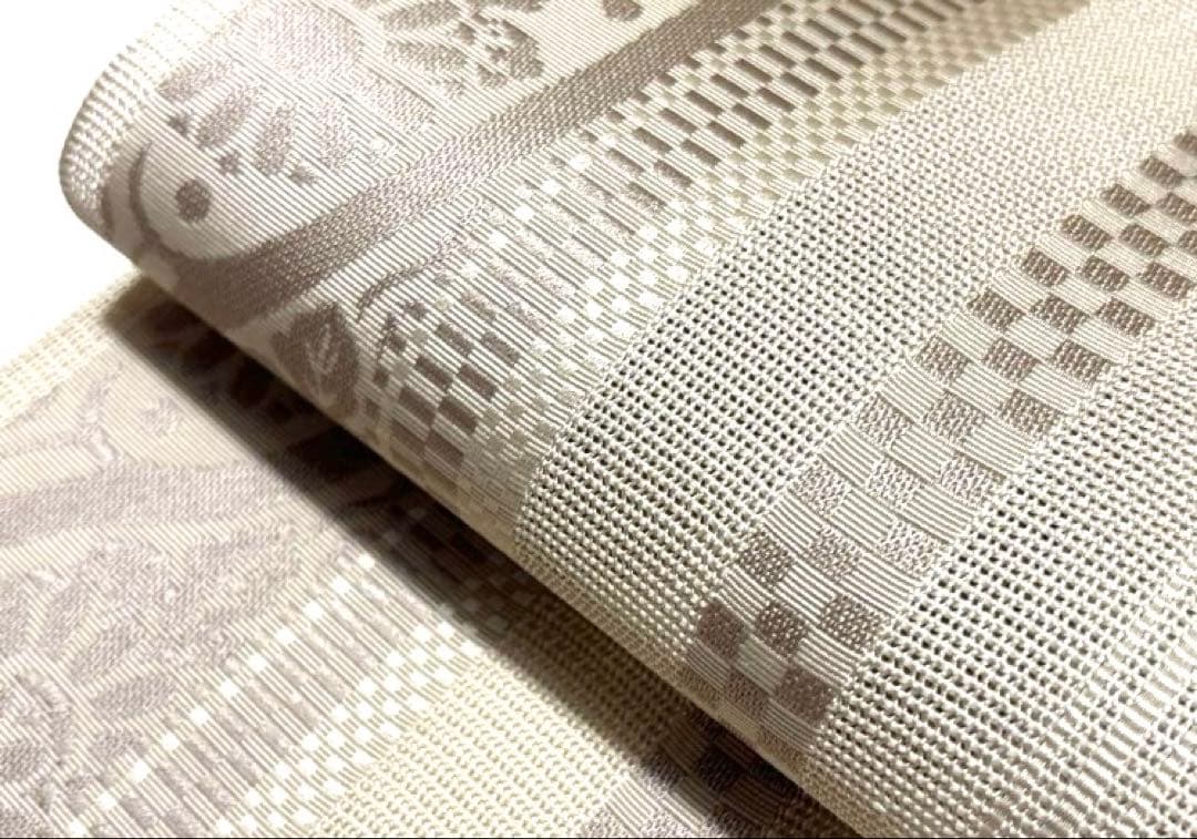 本日特別価格 綿麻しじら織✖︎紗半幅帯ベージュ