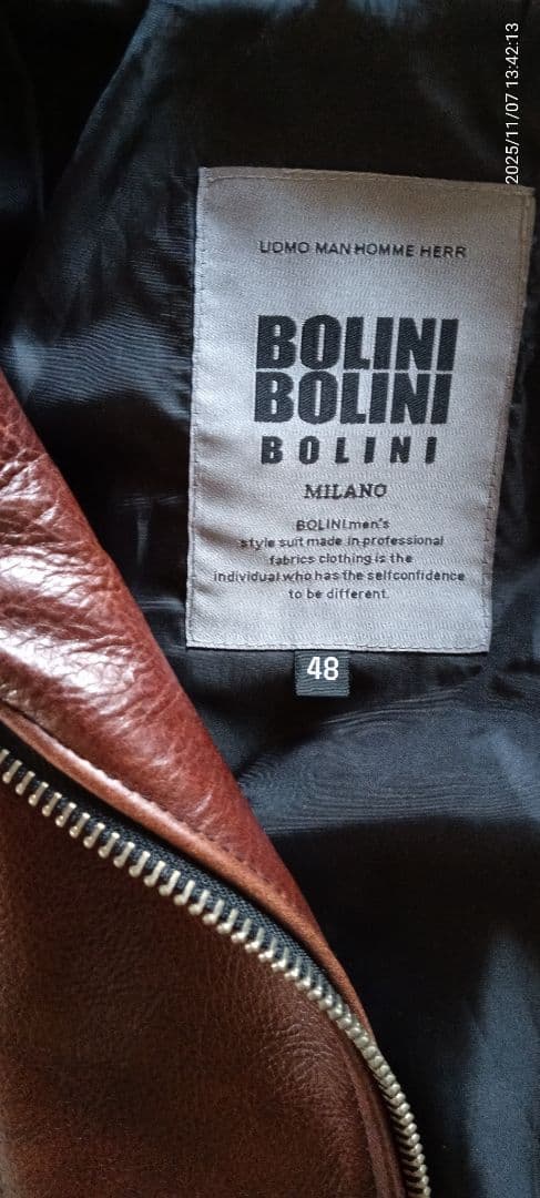 ✪美品！イタリア BOLINI レザージャケット ブラウン 48 L