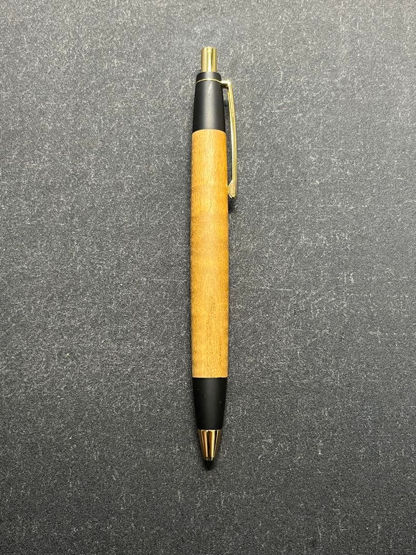 野原工芸　木のボールペン•スタンダード　キハダ縮杢　ゴールドクリップ