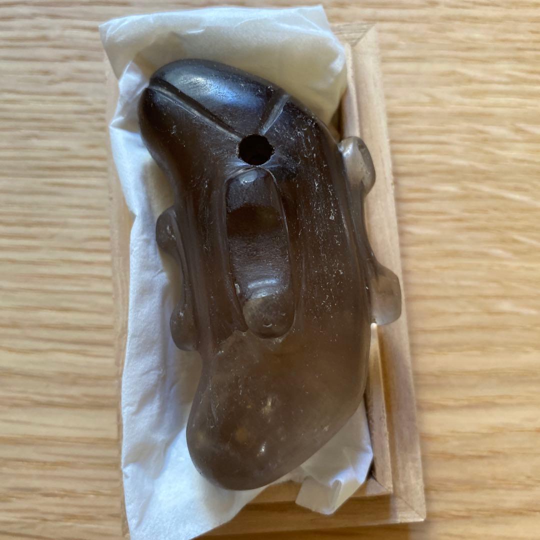 古墳期 煙水晶製 特大型7.5cm 丁字彫り子持ち異形勾玉｜伝 奈良県橿原市出土