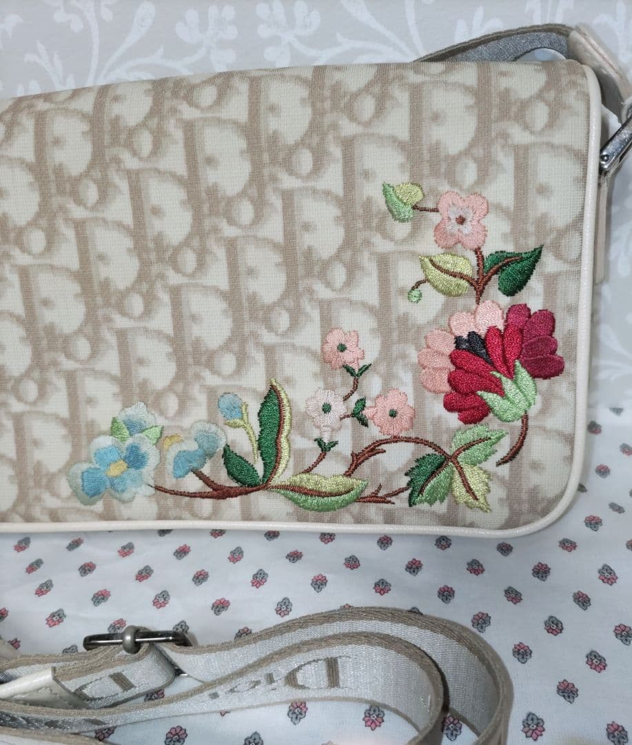 希少 ディオール ☆トロッター☆フラワー刺繍 ☆ショルダーバッグ