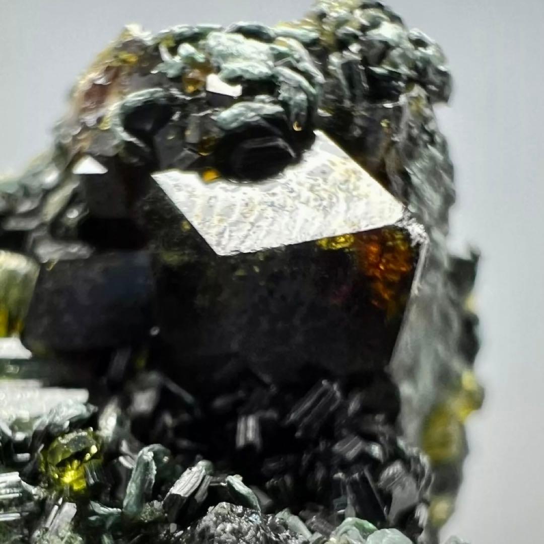 超珍品！アンドラダイトガーネット×ベスビアナイト×ダイオプサイト共生結晶標本