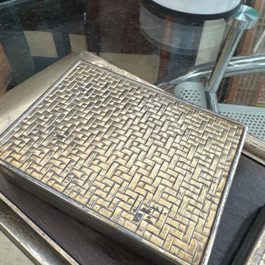 金属製編み目模様　タバコ盆