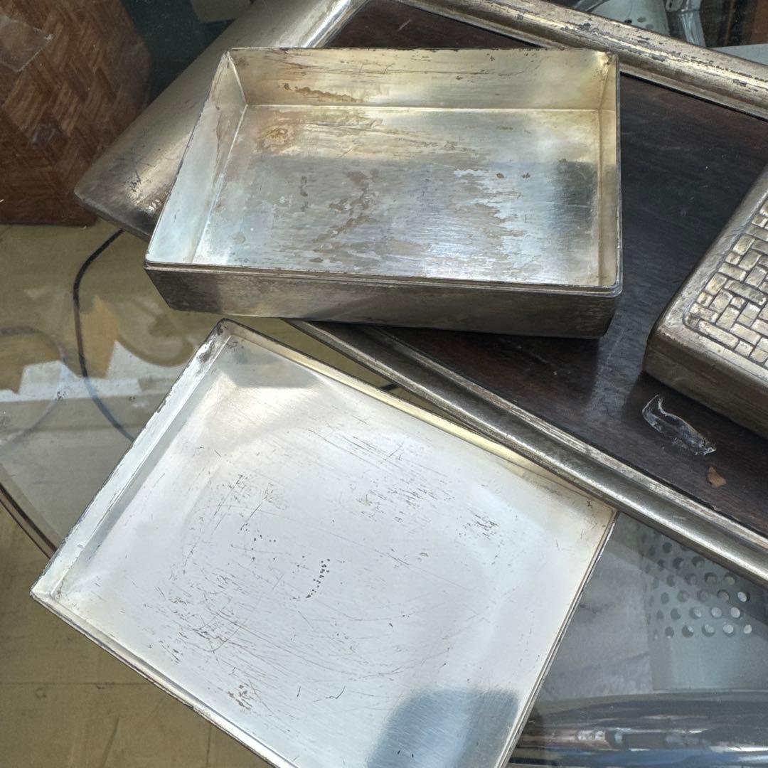 金属製編み目模様　タバコ盆