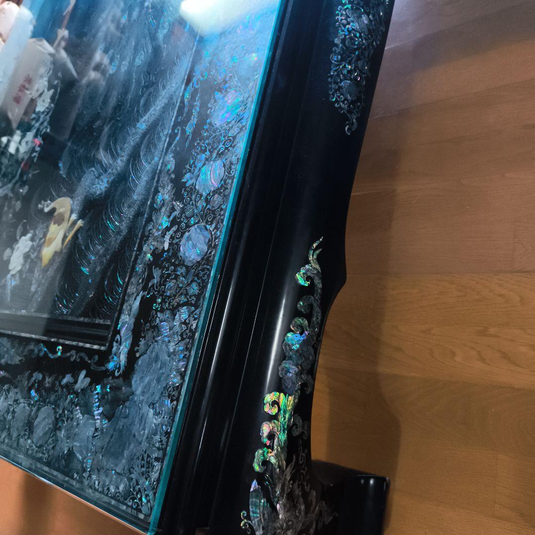 鄭鐘基作 最高級螺鈿座敷机 孔雀（くじゃく）紋 座卓（引取り限定）