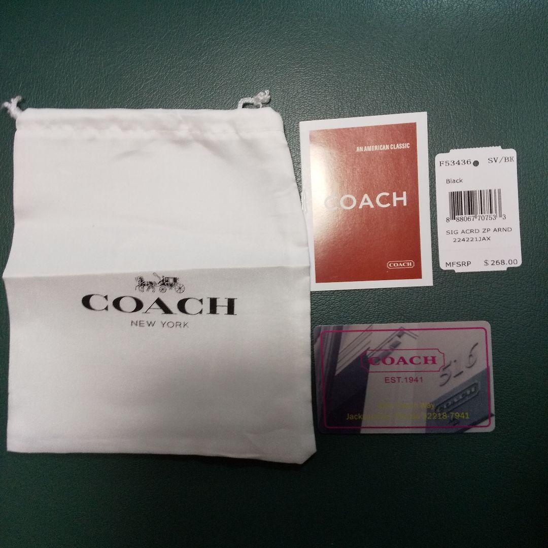 正規品❗️COACHブラックレザー 二つ折り財布 ❣️美品。ゴールドロゴ