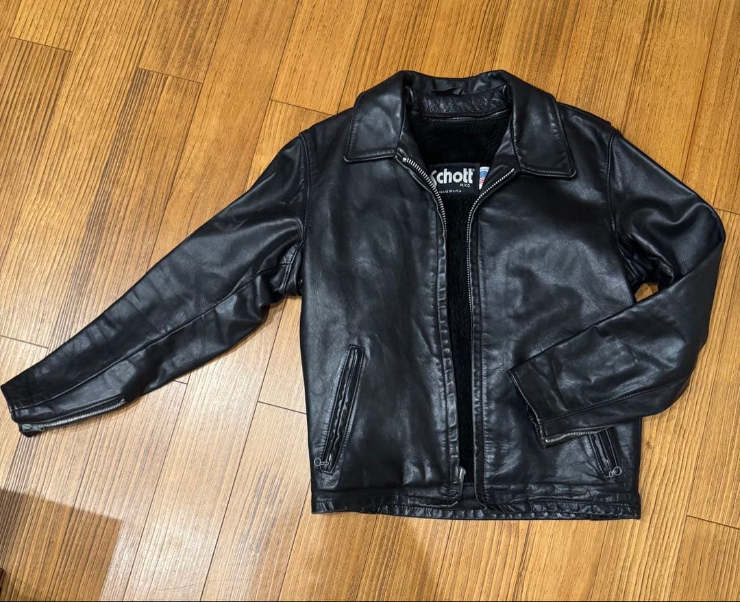 Schott ブラック レザー シングルライダース