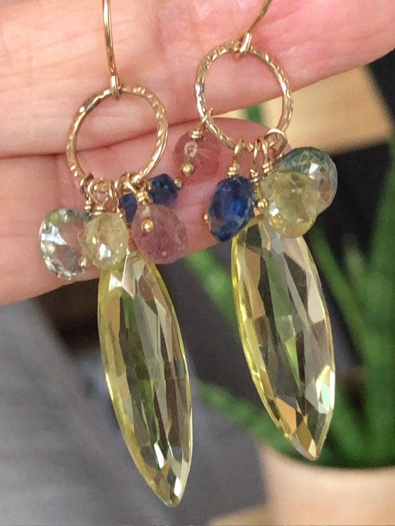 貴重agete Eva Hanusova 限定ピアス K10 大粒レモンクオーツ