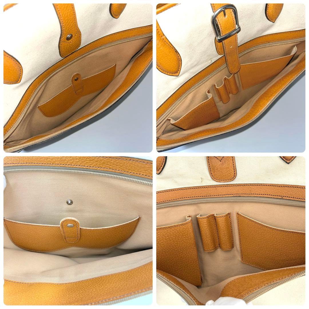 オロビアンコ ガーメントバッグ レザー×キャンバス キャメル スーツキャリー仕様