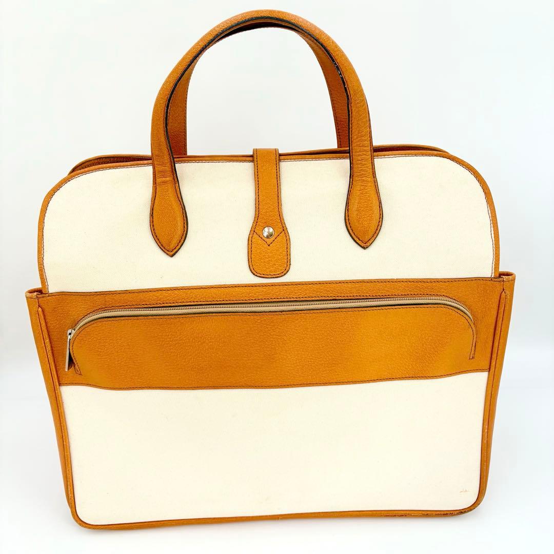 オロビアンコ ガーメントバッグ レザー×キャンバス キャメル スーツキャリー仕様