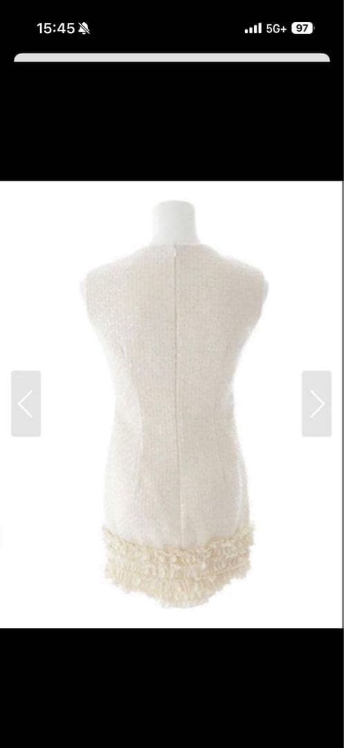 ジュエルズ　ホワイト フリル付きノースリーブドレス Sサイズ