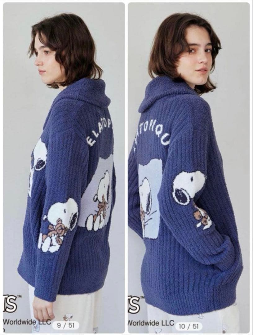 ＊未開封【PEANUTS】SNOOPY BEAR ジャガードショールカーディガン